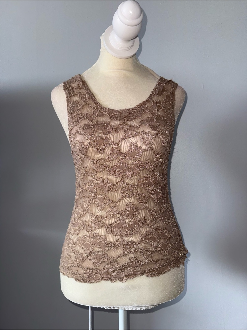 Cacique Lace Tank Top in Light Brown